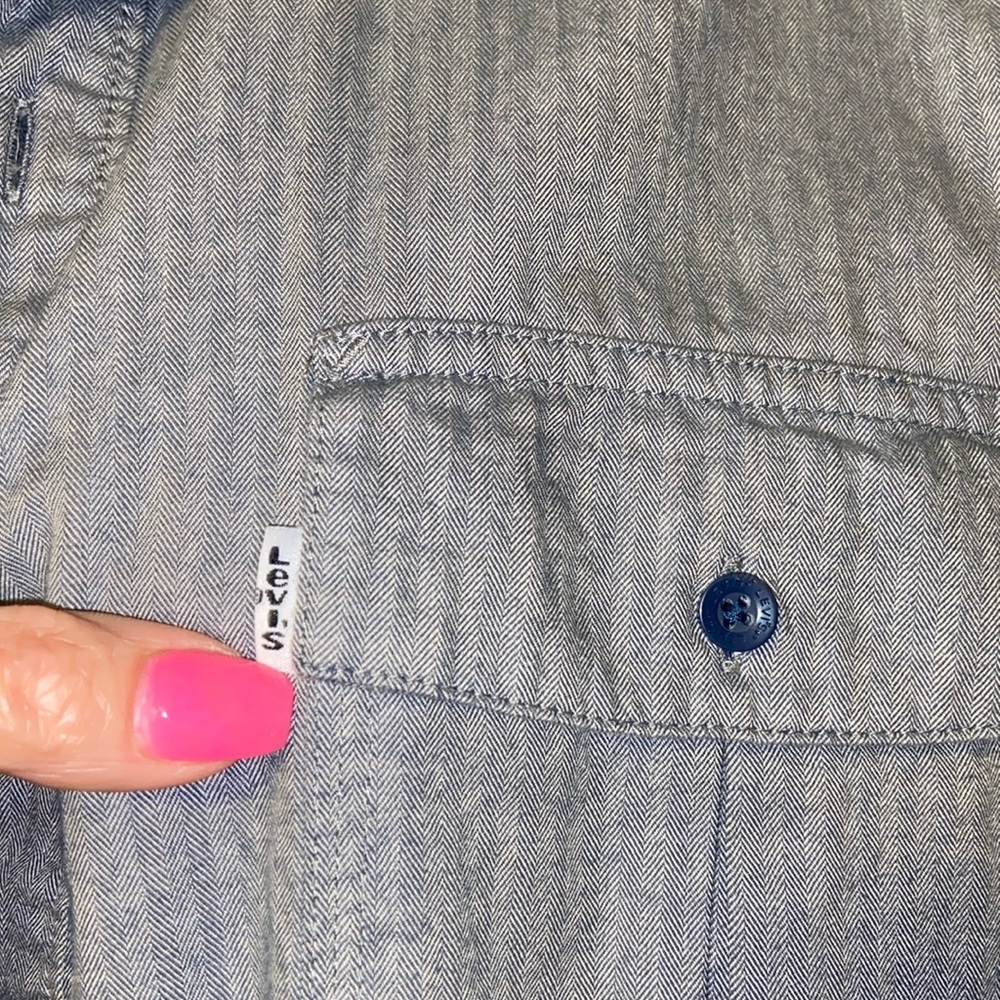 NWOT Men’s Levi’s XL collared modern button up long sleeve shirt denim blue - Picture 3 of 14